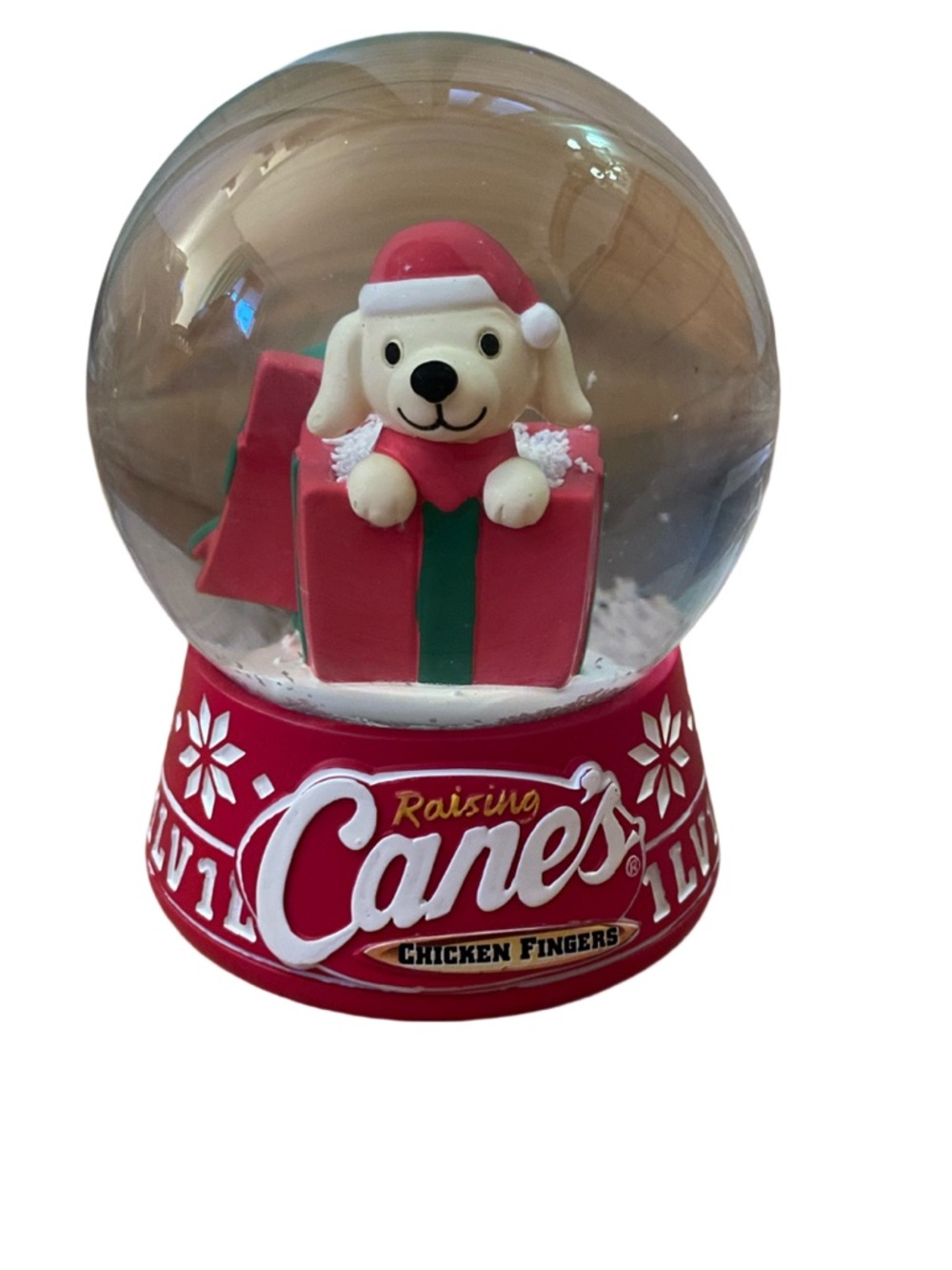 Raising Cane's Holiday Snow Globe with Puppy
